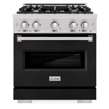 ZLINE 30 in. Gas Range 4.2 cu. ft. 4 Burners Stainless Steel with Black Matte Door, MODEL CGR-BLM-30