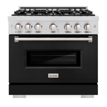 ZLINE 36 in. Gas Range 5.2 cu. ft. 6 Burner Stainless Steel with Black Matte Door (CGR-BLM-36)