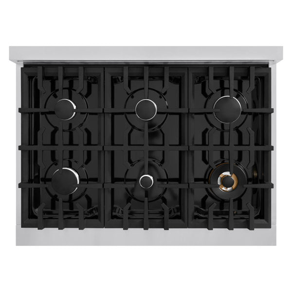 ZLINE 36 in. Gas Range 5.2 cu. ft. 6 Burner Stainless Steel with Black Matte Door (CGR-BLM-36)