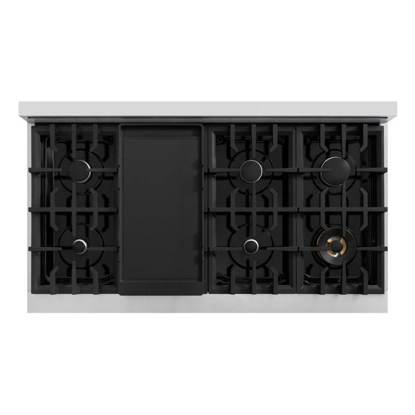 ZLINE 48 in. Gas Range Double Oven 6.7 cu. ft. 8 Burners Stainless Steel with Black Matte Doors (CGR-BLM-48)