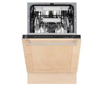 ZLINE Tallac Series 18-In Built-In Dishwasher, Unfinished Wood Panel, Stainless Steel Handles, DWV-UF-18