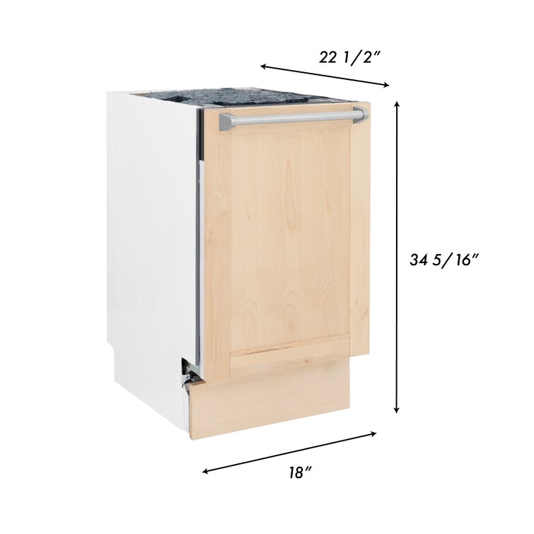 ZLINE Tallac Series 18-In Built-In Dishwasher, Unfinished Wood Panel, Stainless Steel Handles, DWV-UF-18