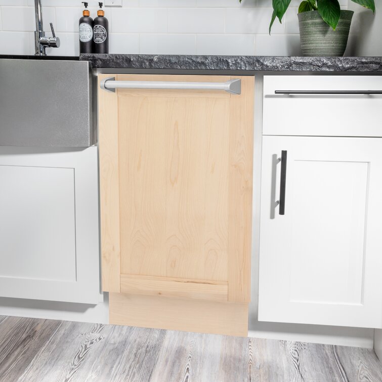 ZLINE Tallac Series 18-In Built-In Dishwasher, Unfinished Wood Panel, Stainless Steel Handles, DWV-UF-18