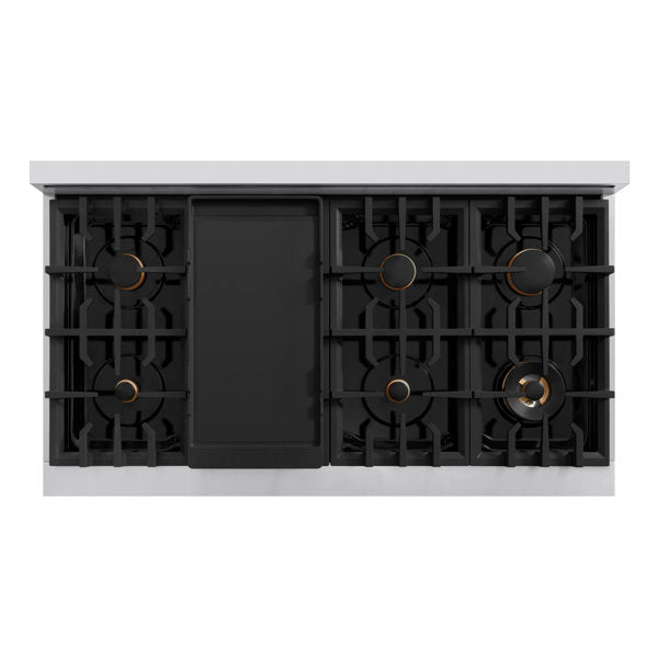 ZLINE 48 in. Dual Fuel Range 6.7 cu. ft. Double Oven 8 Burner Cooktop Stainless Steel with Black Matte Doors and Polished Gold Accents (CDRZ-BLM-48-G)