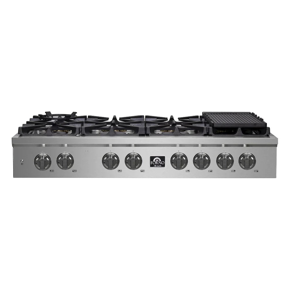 Forno Spezia 48-Inch 8-Burner Gas Rangetop with Griddle and Wok Ring, Stainless Steel (FCTGS5751-48)