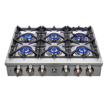 Forno Spezia 36-Inch Gas Rangetop with 6 Burners, Wok Ring, Griddle, Stainless Steel (FCTGS5751-36)
