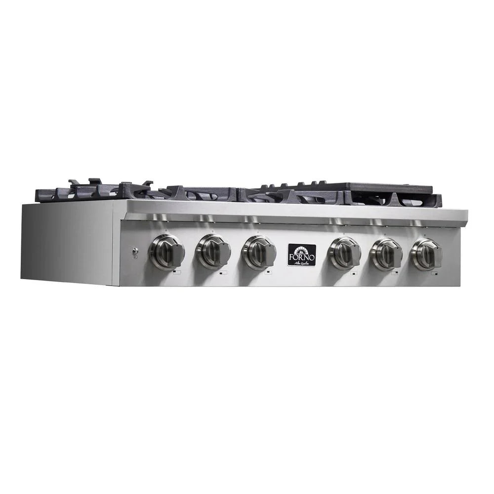 Forno Spezia 36-Inch Gas Rangetop with 6 Burners, Wok Ring, Griddle, Stainless Steel (FCTGS5751-36)