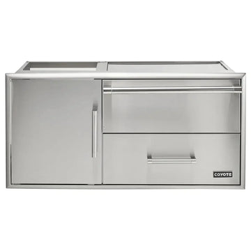 Coyote 42" Access Door With Storage & Warming Drawer Combo