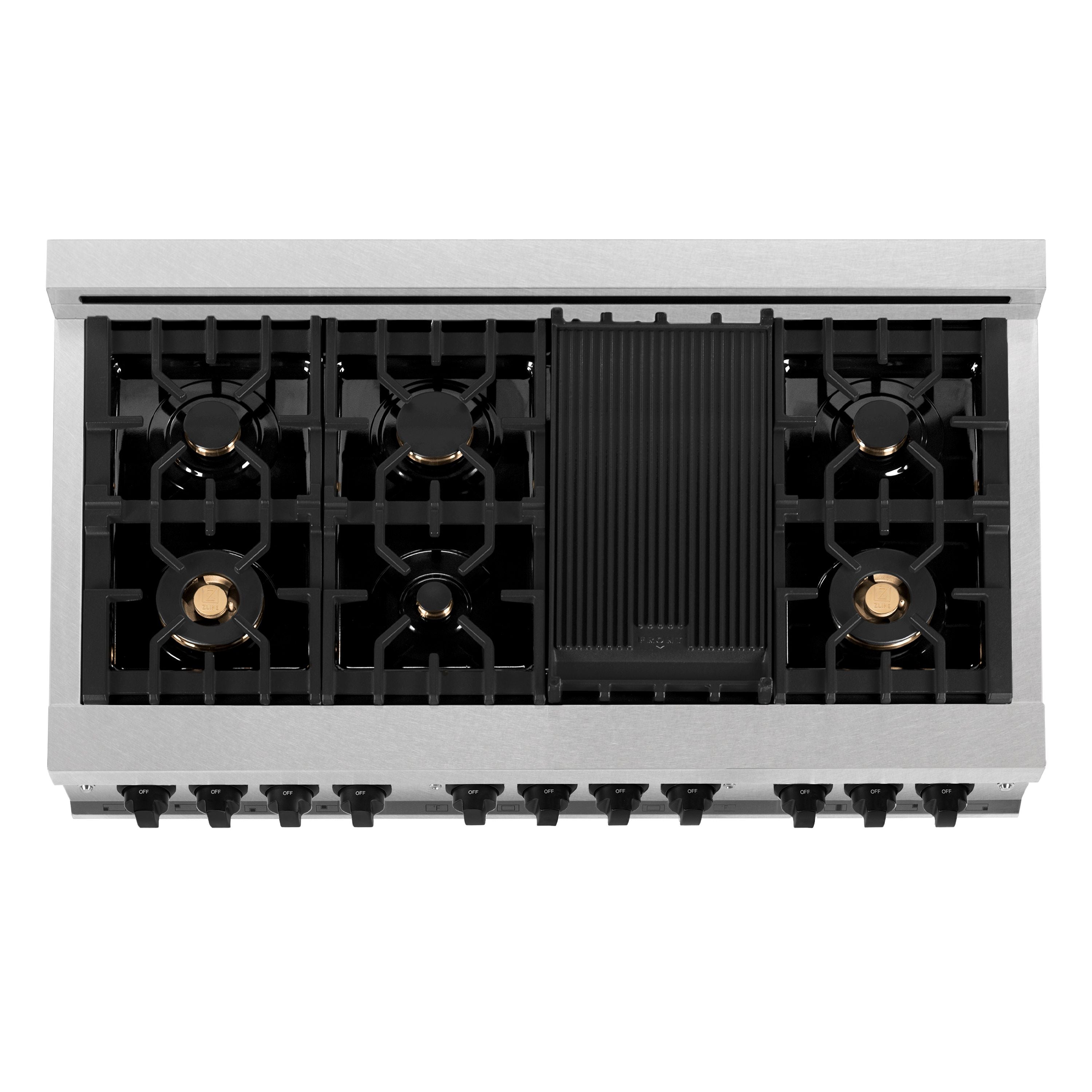 ZLINE Autograph 48 in. 6.0 cu. ft. Legacy Dual Fuel Range with 7 Gas Burners and Double Electric Ovens in Satin Stainless Steel with White Matte Doors and Matte Black Accents (RASZ-WM-48-MB)