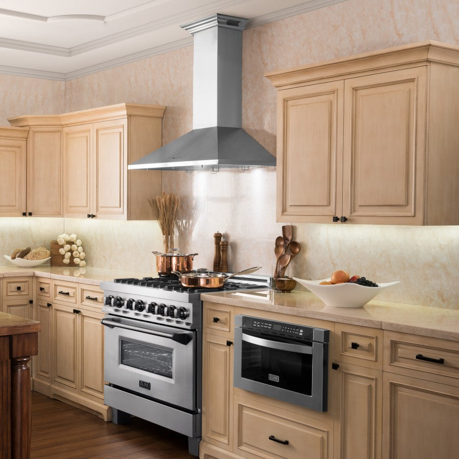 ZLINE 30 in. Wall Mount Range Hood with Bluetooth Speakers, Stainless Steel, KL2CRN-BT-30