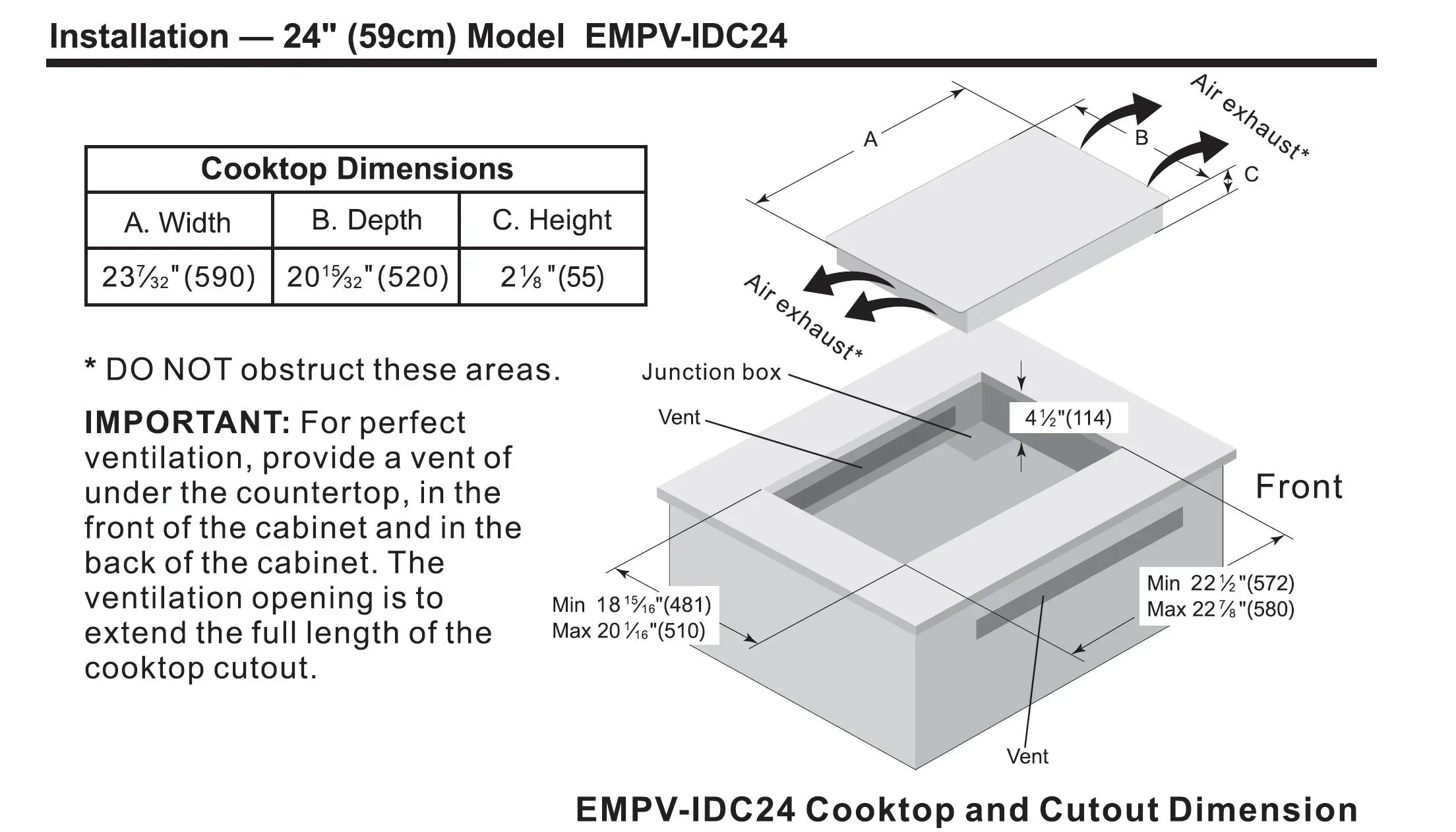 Empava 24-Inch Induction Cooktop with 4 Elements in Black (EMPV-IDC24)