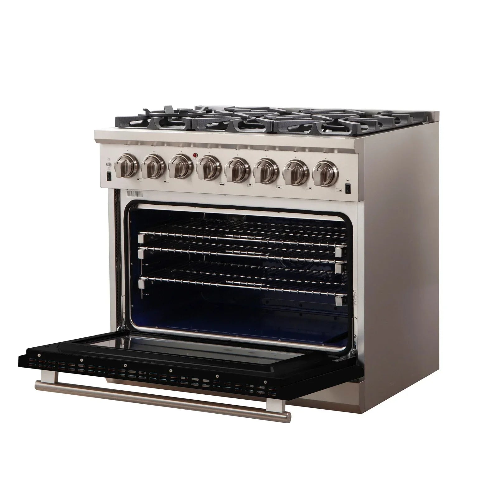 Forno Capriasca 36-Inch Dual Fuel Range, 5.36 cu. ft. Oven, 6 Burners, Black, Model FFSGS6187-36BLK