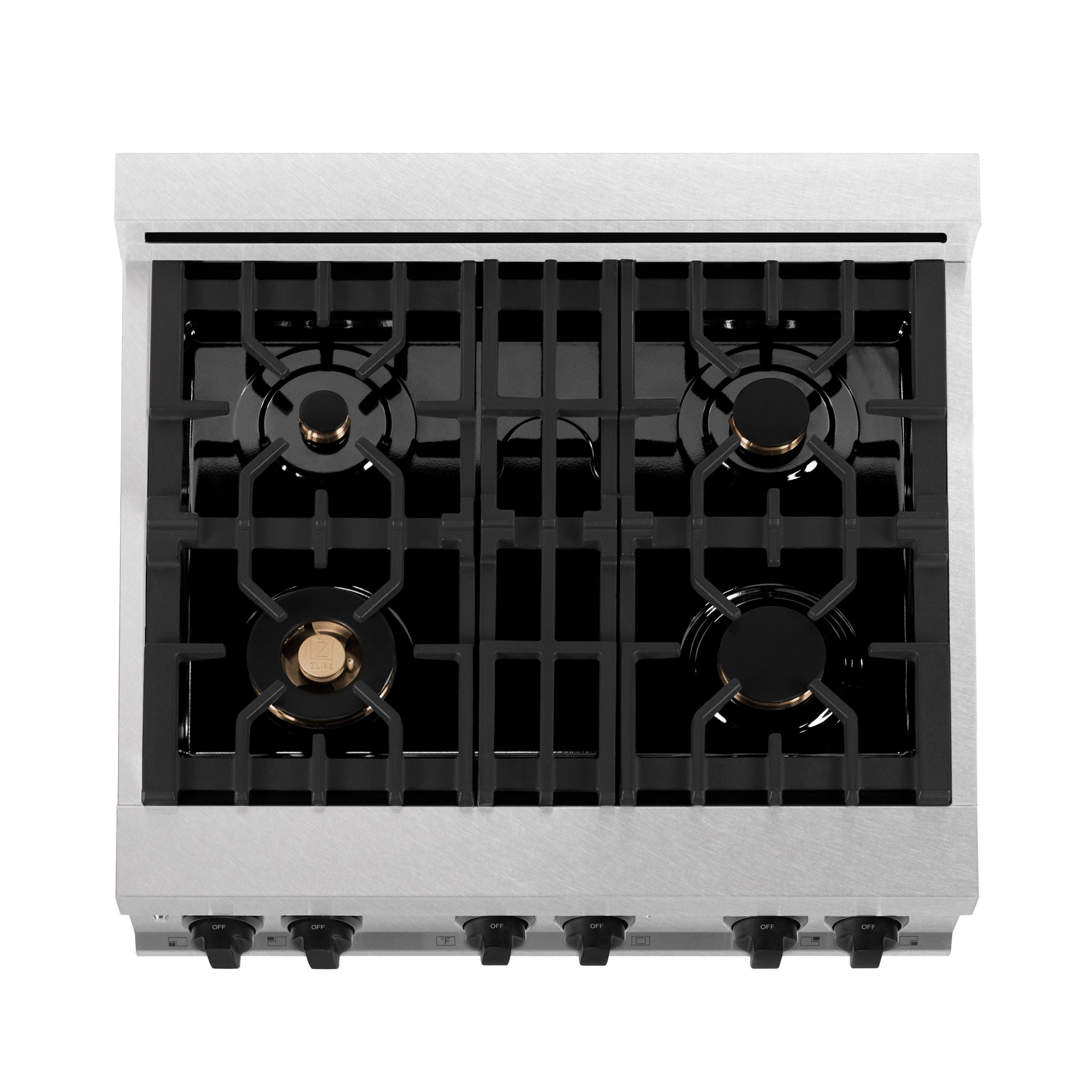 ZLINE Autograph Edition 30 in. 4.0 cu. ft. Legacy Dual Fuel Range with 4-Burner Gas Cooktop and Electric Convection Oven in Satin Stainless Steel with White Matte Door and Matte Black Accents (RASZ-WM-30-MB)