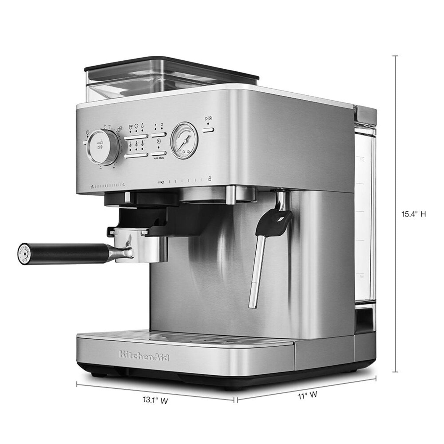 KitchenAid Semi-Automatic Espresso Machine with Burr Grinder in Stainless Steel - 15 Bar Pump (KES6551SX)