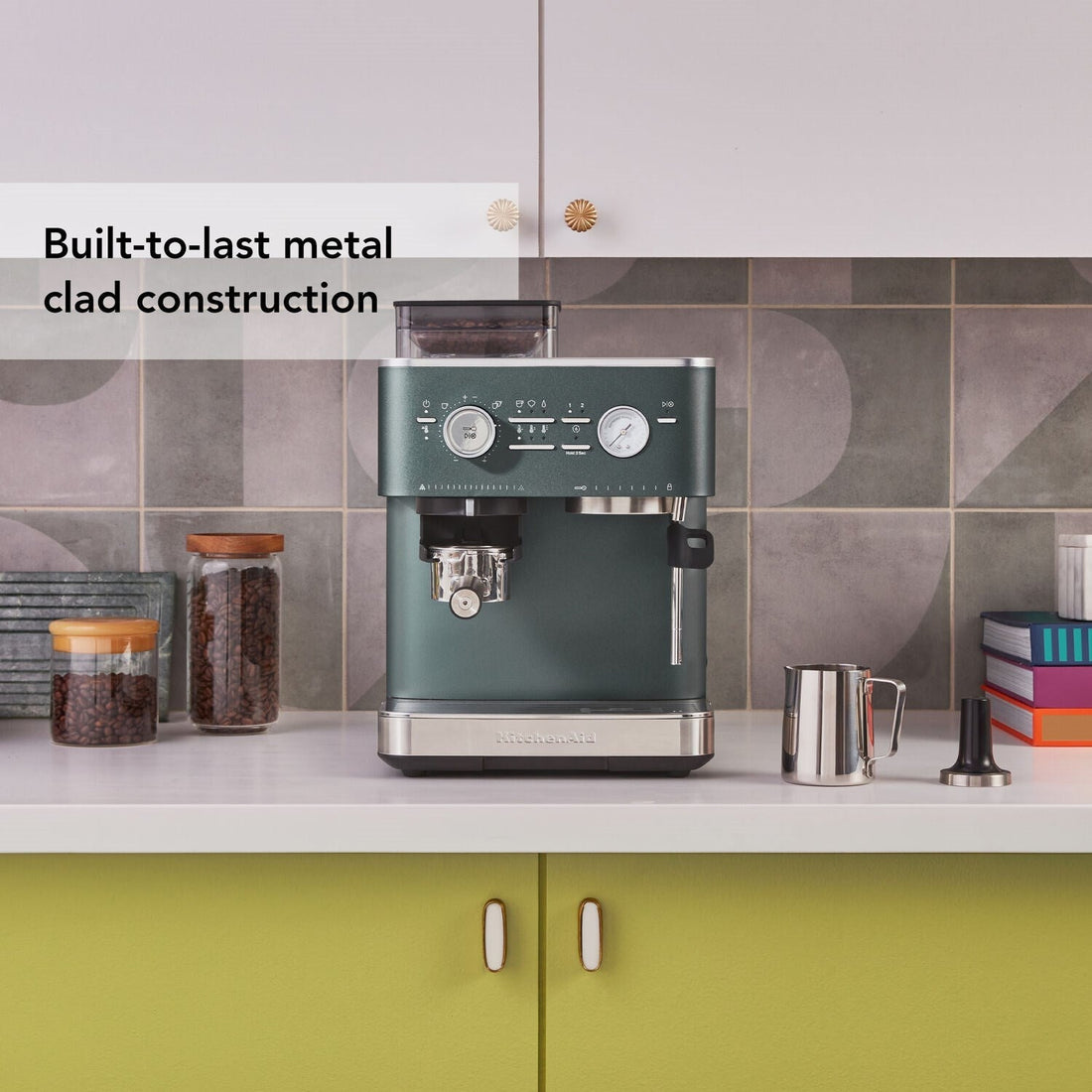 KitchenAid Semi-Automatic Espresso Machine with Burr Grinder in Juniper - 15 Bar Pump (KES6551JP)
