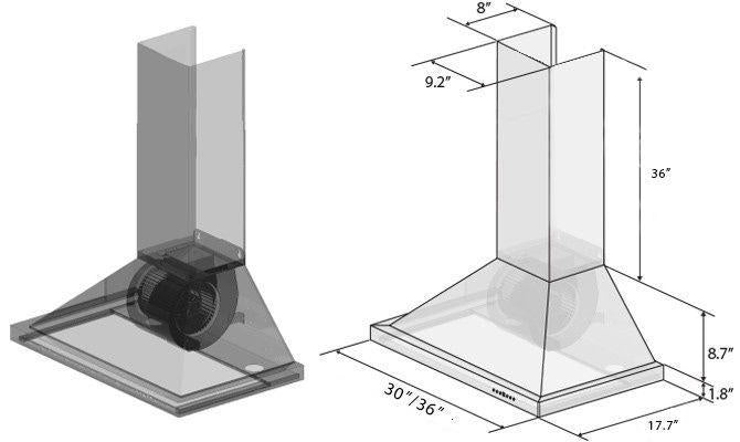 ZLINE 30 Inch Wall Mount Range Hood Copper Finish 400 CFM Convertible Ventilation (8KBC-30)
