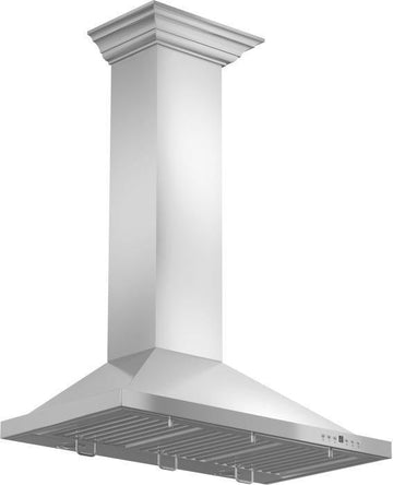 ZLINE 30 in Wall Mount Range Hood Convertible Stainless Steel with Crown Molding KBCRN-30