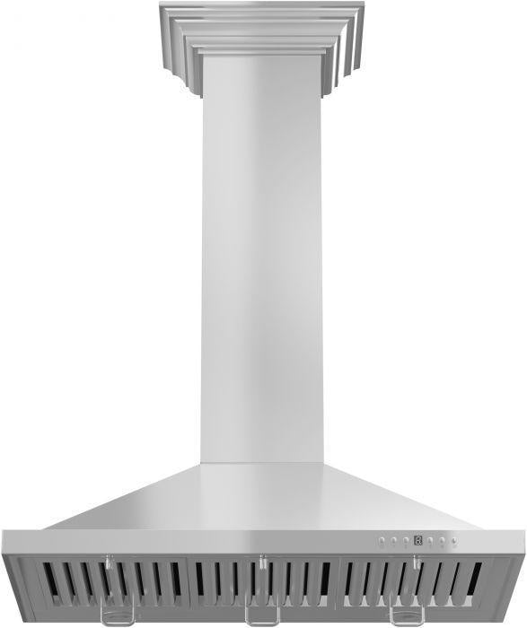 ZLINE 42 in. Wall Mount Range Hood Convertible Vent Stainless Steel Crown Molding KBCRN (KBCRN-42)
