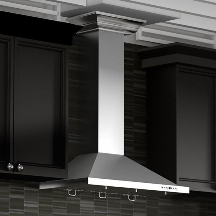 ZLINE 30 in Wall Mount Range Hood Convertible Stainless Steel with Crown Molding KBCRN-30