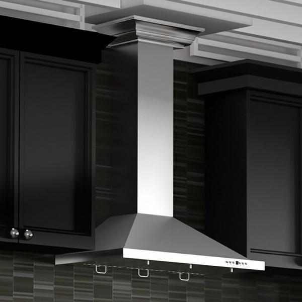 ZLINE 42 in. Wall Mount Range Hood Convertible Vent Stainless Steel Crown Molding KBCRN (KBCRN-42)
