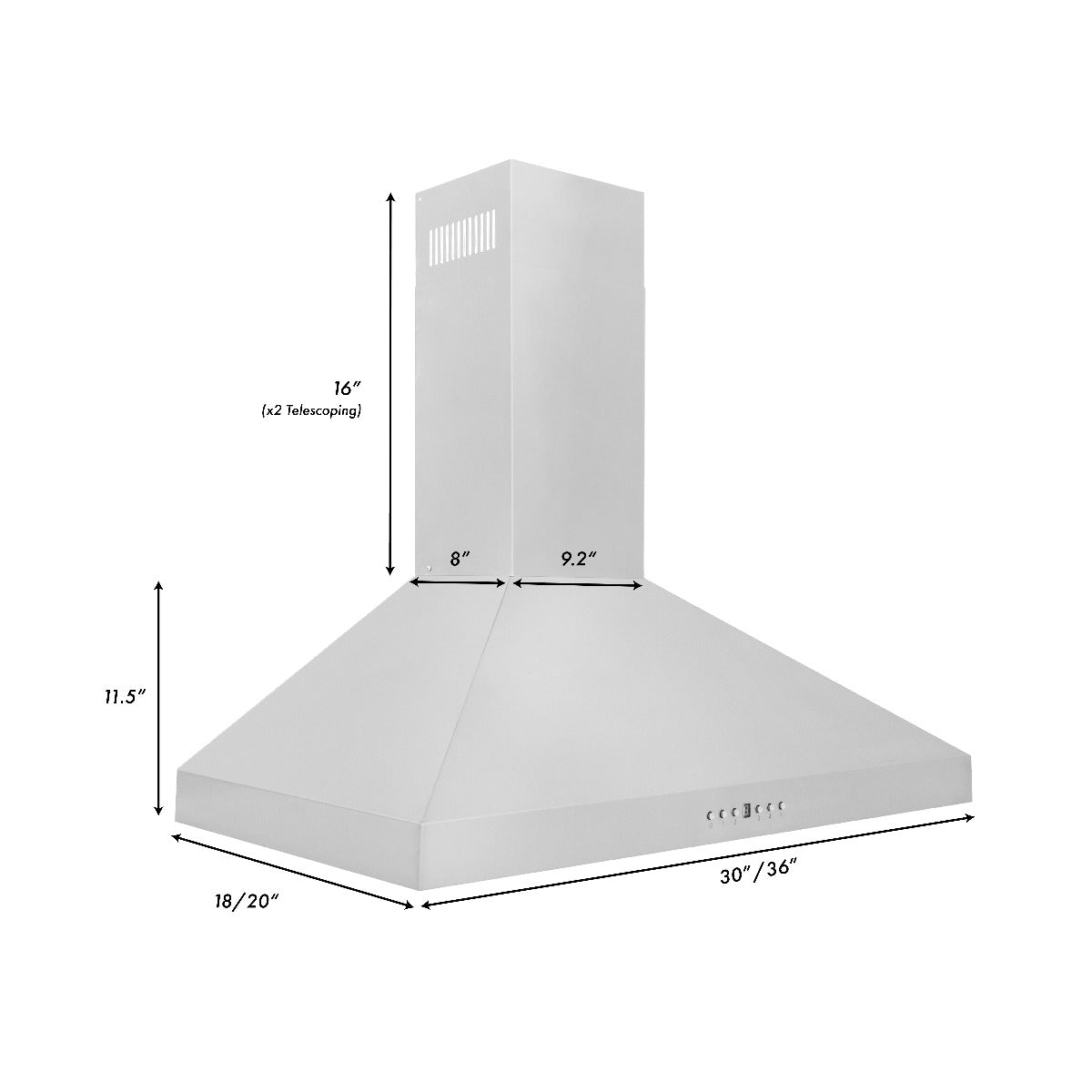 ZLINE 36 Inch Wall Mount Range Hood 400 CFM Convertible Vent Stainless Steel (KL3-36)