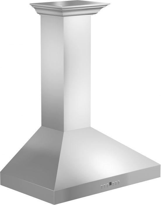 ZLINE 48 in. Wall Mount Range Hood Convertible Stainless Steel Crown Molding 4-Speed 700 CFM (KL3CRN-48)