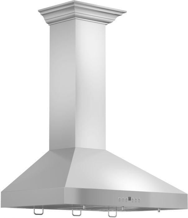 ZLINE 48 in. Wall Mount Range Hood Convertible Stainless Steel Crown Molding 4-Speed 700 CFM (KL3CRN-48)