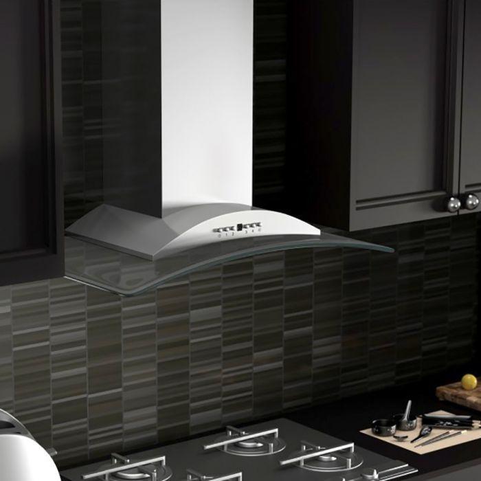 ZLINE 36 Inch Wall Mount Range Hood Stainless Steel & Glass Convertible Vent 400 CFM (KN-36)