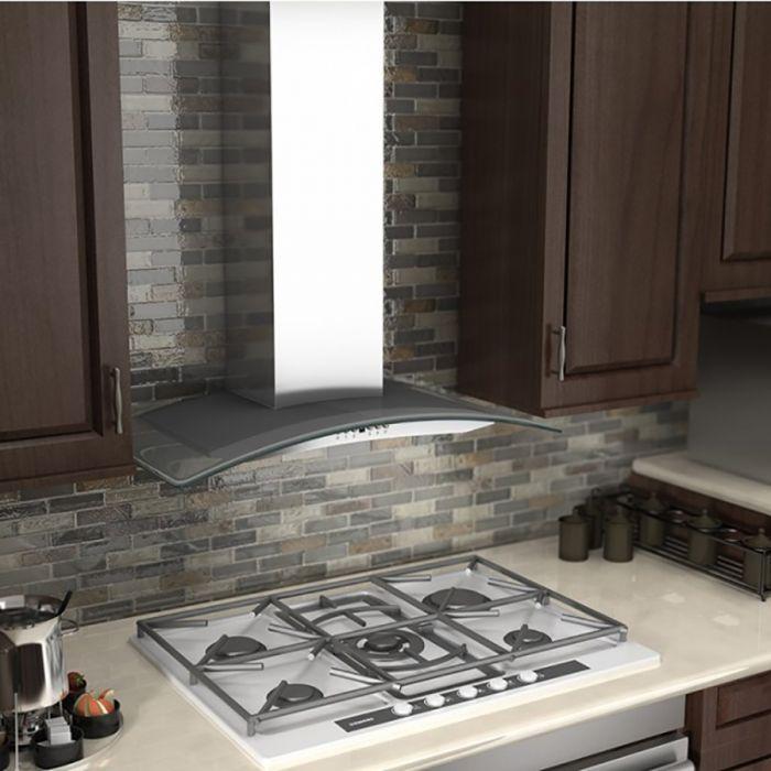 ZLINE 48 in. Wall Mount Range Hood Convertible Stainless Steel & Glass 4-Speed 400 CFM (KN4-48)