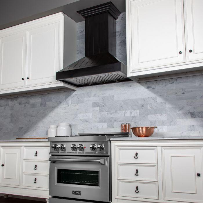 ZLINE 36 in Wall Mount Range Hood Wooden Black Finish Kitchen Ventilation (KPCC-36)