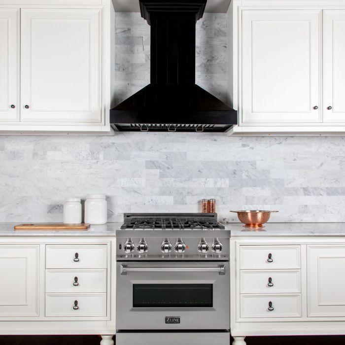 ZLINE 36 in Wall Mount Range Hood Wooden Black Finish Kitchen Ventilation (KPCC-36)