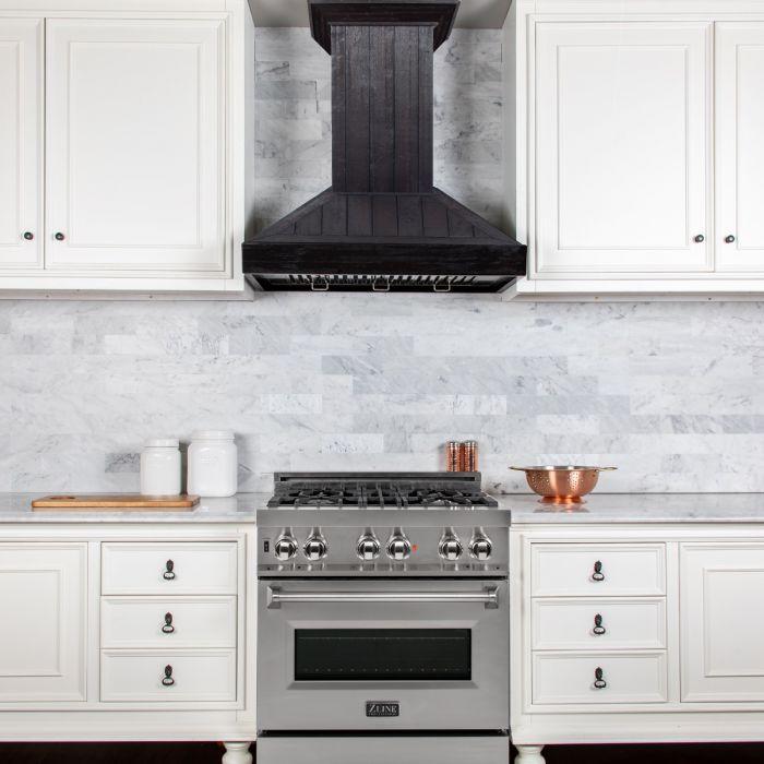 ZLINE 36 Inch Wall Mount Range Hood Rustic Dark Wood Finish (KPDD-36)