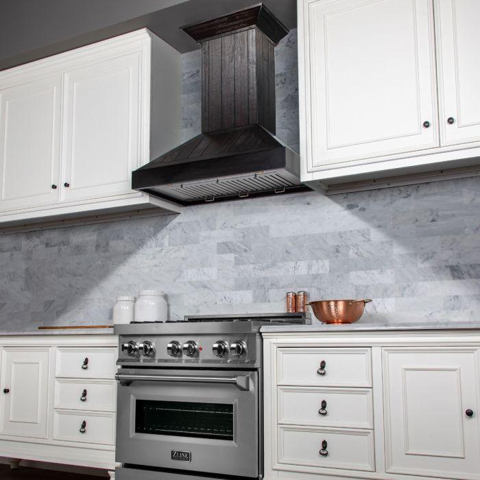 ZLINE 36 Inch Wall Mount Range Hood Rustic Dark Wood Finish (KPDD-36)