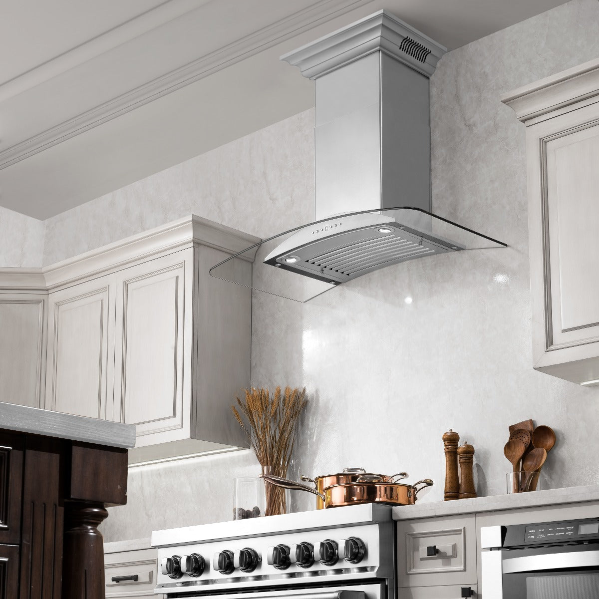 ZLINE 36 in. Wall Mount Range Hood 400 CFM Stainless Steel Bluetooth CrownSound Speakers (KNCRN-BT-36)