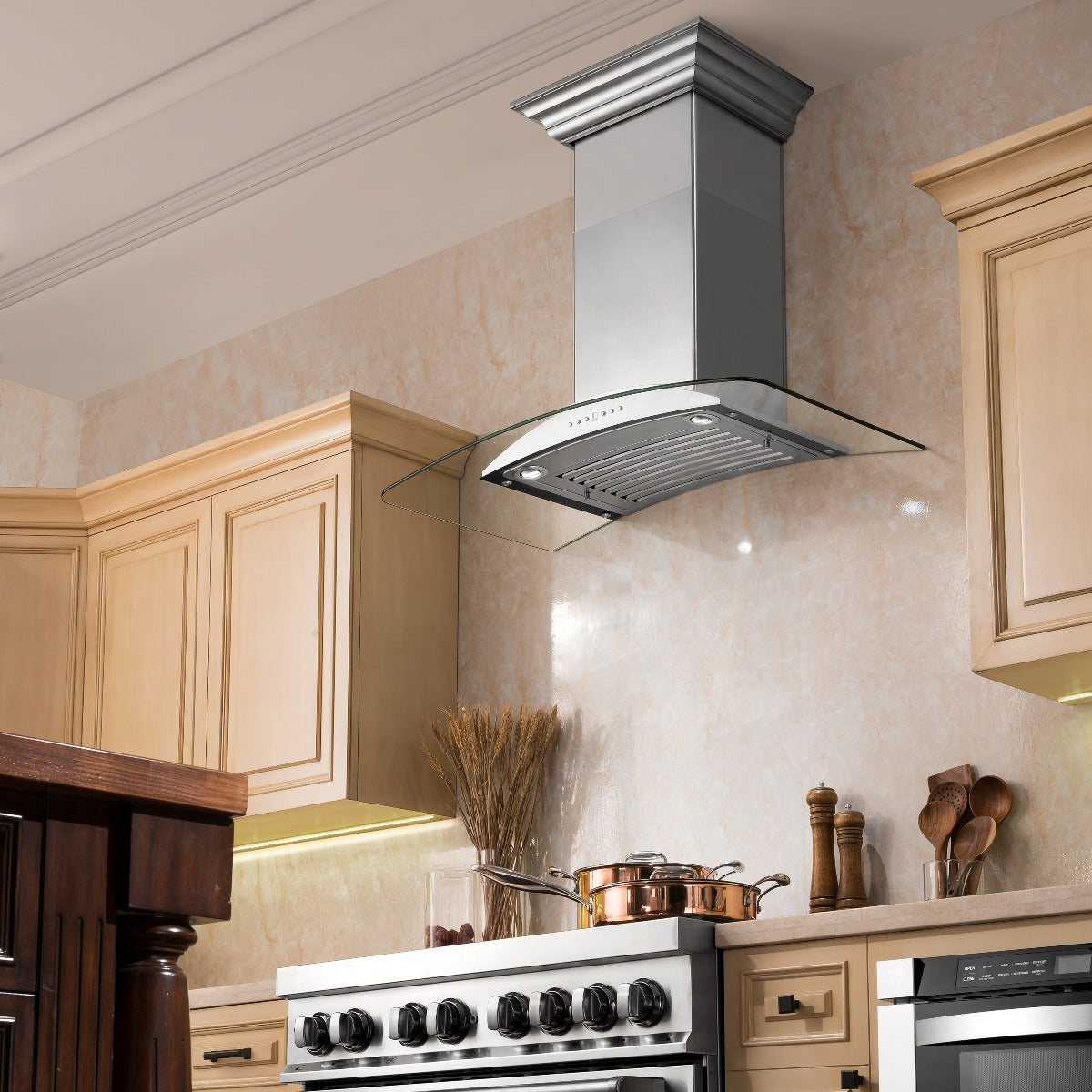 ZLINE 36 Inch Wall Mount Range Hood Stainless Steel & Glass Convertible Vent 400 CFM (KN-36)