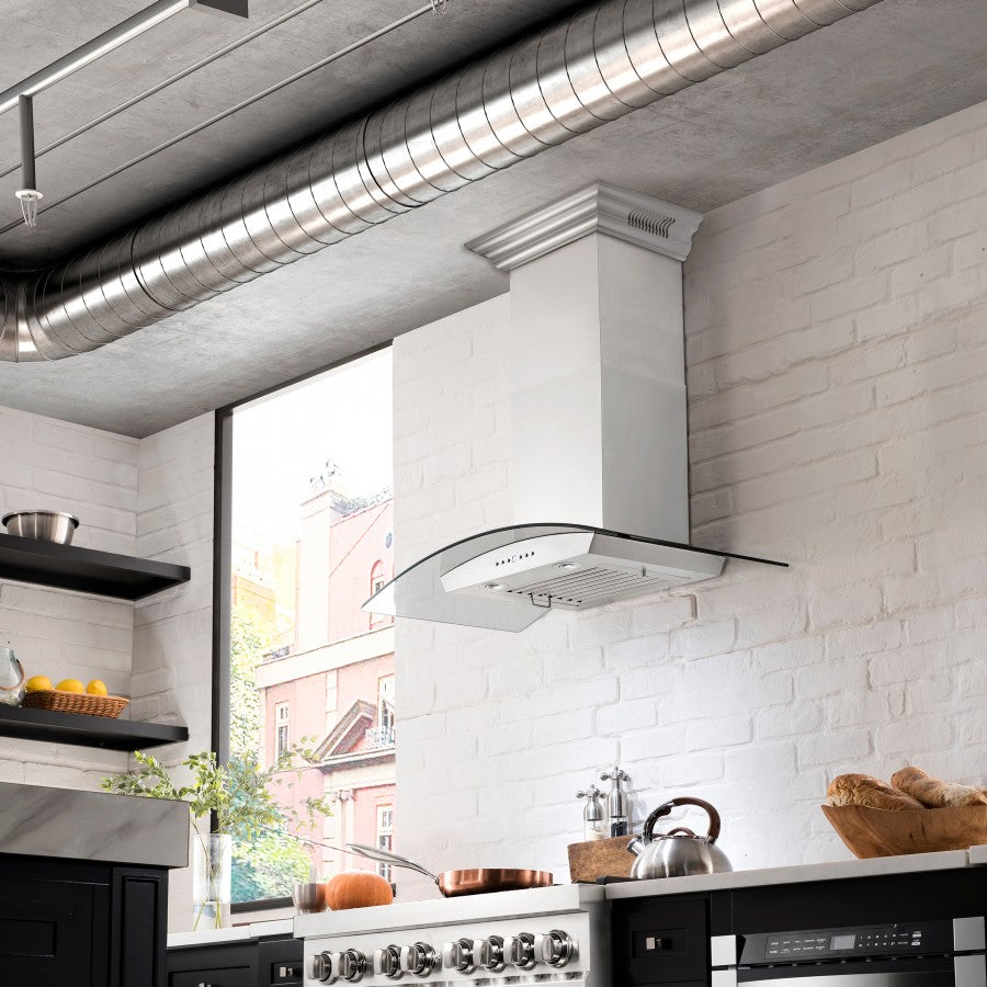 ZLINE 36 in. Wall Mount Range Hood Stainless Steel 400 CFM CrownSound Bluetooth Speakers (KZCRN-BT-36)