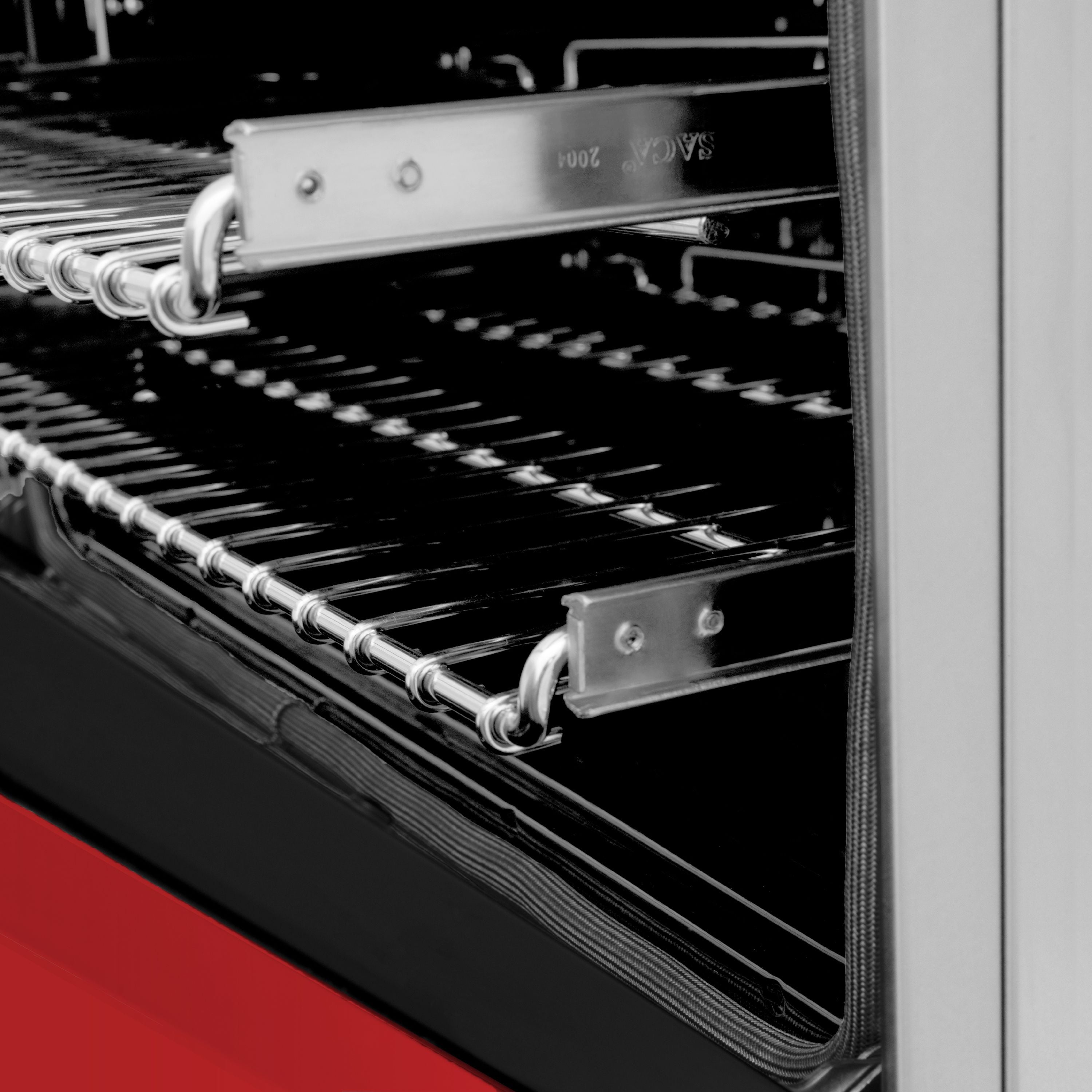 ZLINE 30 in. Dual Fuel Range with Gas Cooktop and Electric Oven in Stainless Steel with Red Matte Door (RA-RM-30)