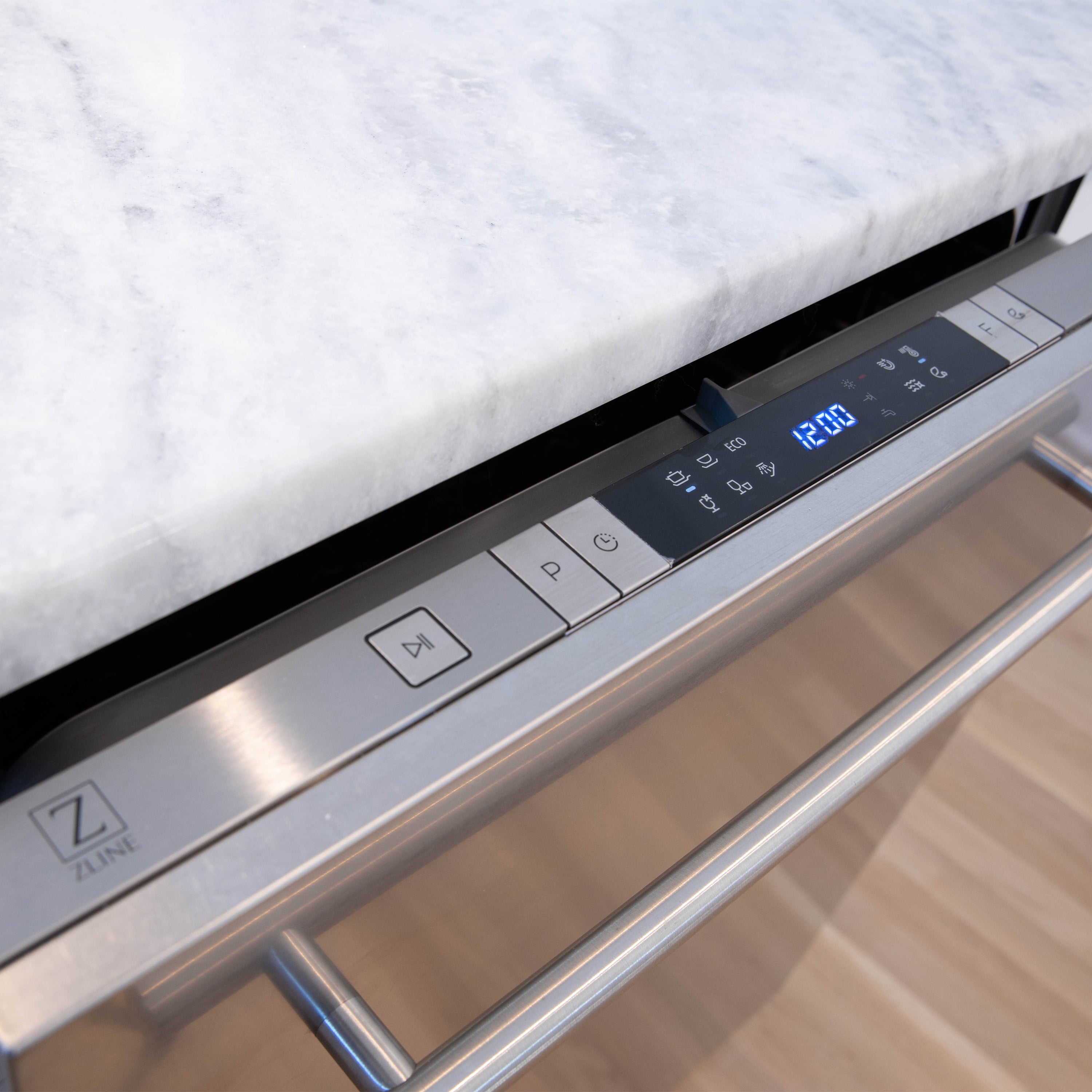 ZLINE 24" Top Control Built-In Dishwasher with Satin Stainless Steel Panel and Stainless Steel Tub with Modern Style Handle, 52dBa, DW-SN-24
