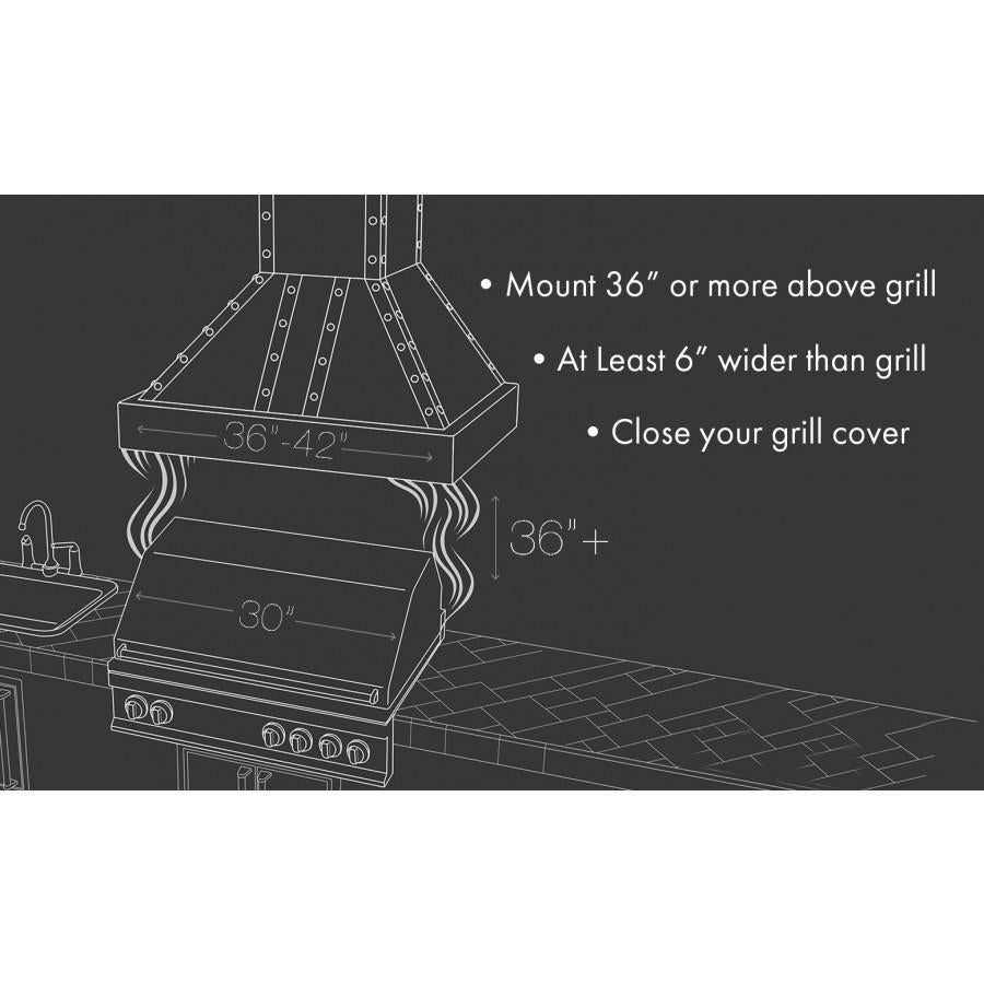 ZLINE 42 in Wall Mount Range Hood Outdoor Approved Stainless Steel Ducted Ventilation (697-304-42)