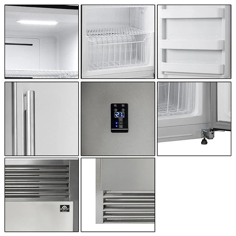 Forno Rizzuto 32-Inch Convertible Refrigerator/Freezer, 13.8 cu. ft., Right-Hinged Door, Stainless Steel with Decorative Grill (Model FFFFD1933-32RS)