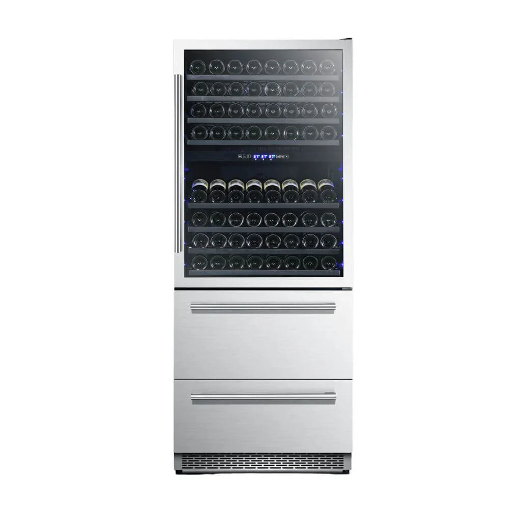 Forno Capraia 30-Inch Dual-Zone Wine Cellar, 144-Bottle Capacity, 6.25 Cu. Ft. (FWCDR6661-30S)