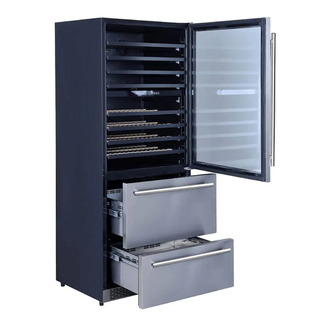 Forno Capraia 30-Inch Dual-Zone Wine Cellar, 144-Bottle Capacity, 6.25 Cu. Ft. (FWCDR6661-30S)
