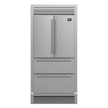 Forno Moena 36-Inch Counter-Depth French Door Refrigerator, 19 cu. ft., Stainless Steel with Decorative Grill Trim Kit (Model FFRBI1820-40SG)