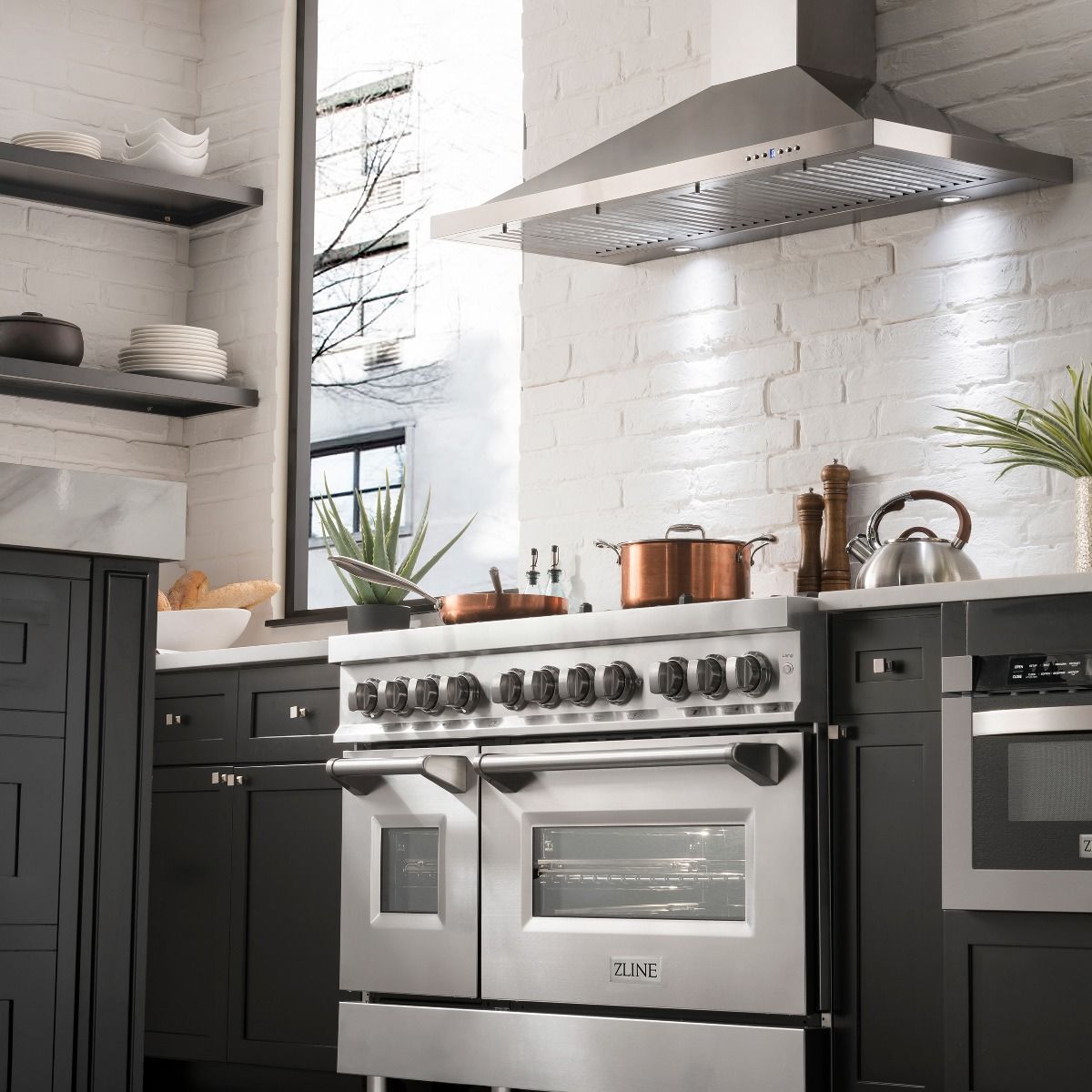 ZLINE 48-Inch Professional Gas Range with Electric Oven, Stainless Steel, Brass Burners (RA-BR-48)