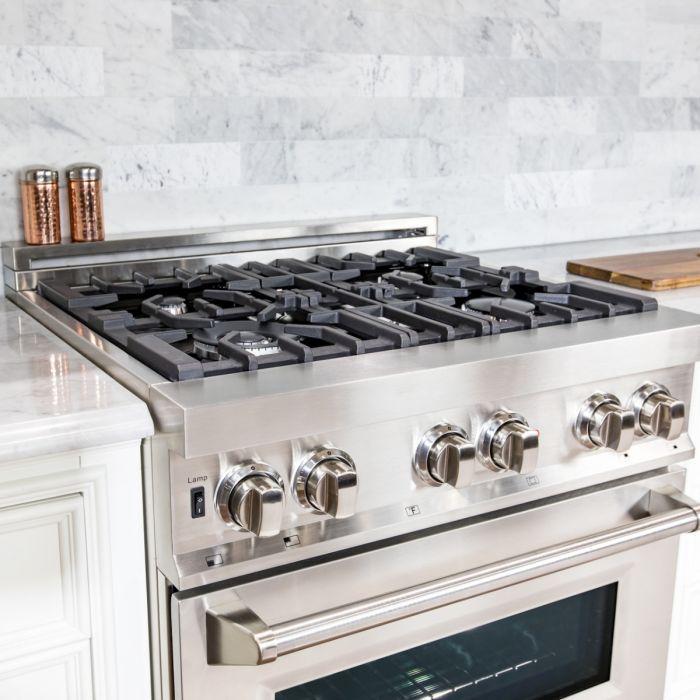ZLINE Kitchen and Bath 30-Inch Professional Dual Fuel Range with Gas Cooktop and Electric Oven in Stainless Steel (RA30)