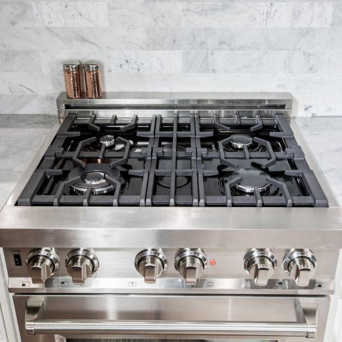 ZLINE Kitchen and Bath 30-Inch Professional Dual Fuel Range with Gas Cooktop and Electric Oven in Stainless Steel (RA30)