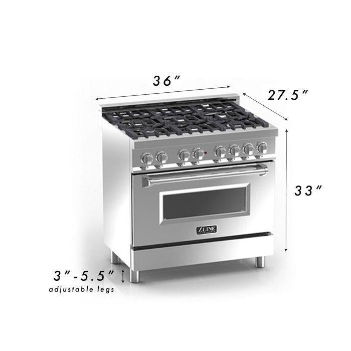 ZLINE RA-BM-36 36-Inch Professional Gas Range with Electric Oven, Stainless Steel with Blue Matte Door (RA-BM-36)