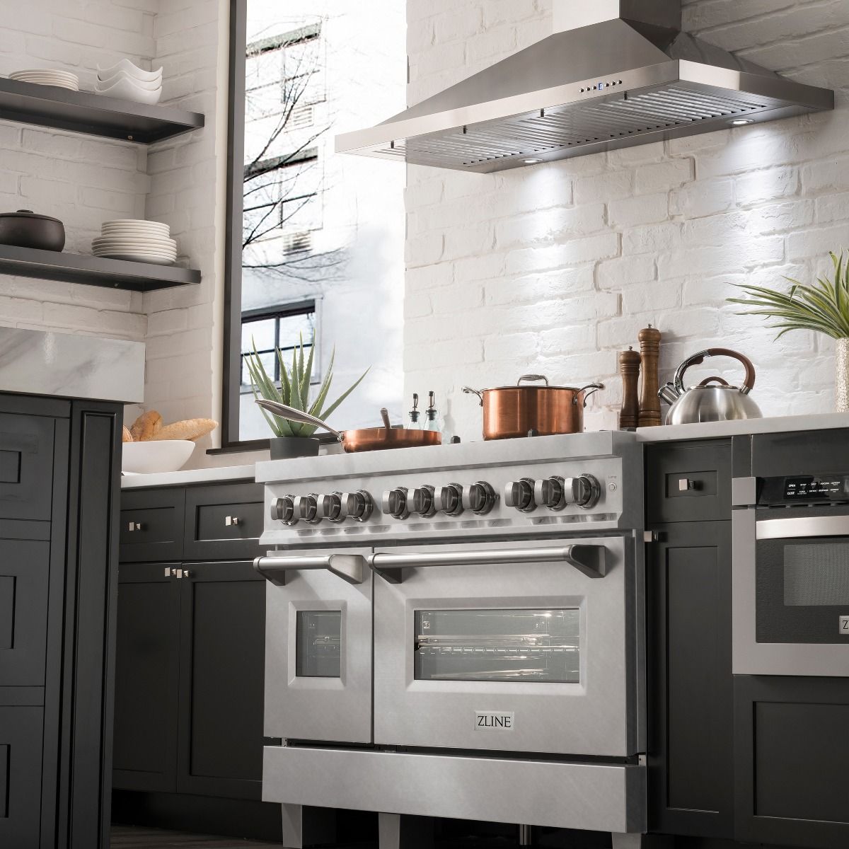 ZLINE Legacy 48-Inch Dual Fuel Range with 7 Gas Burners and Double Electric Ovens, Satin Stainless Steel (RAS-SN-48)