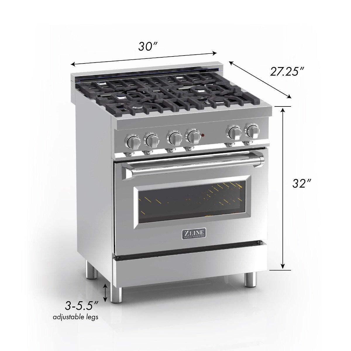 ZLINE 30 in. Legacy Dual Fuel Range, 4 Burners, 4.0 cu. ft. Electric Convection Oven (RAS-RM-30)