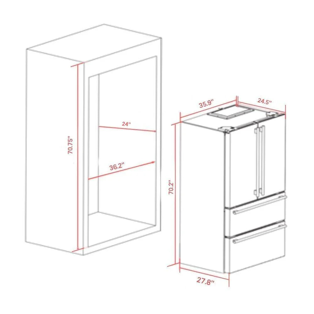 Forno Moena 36-Inch Counter-Depth French Door Refrigerator, 19 cu. ft., Stainless Steel (FFRBI1820-36SB)